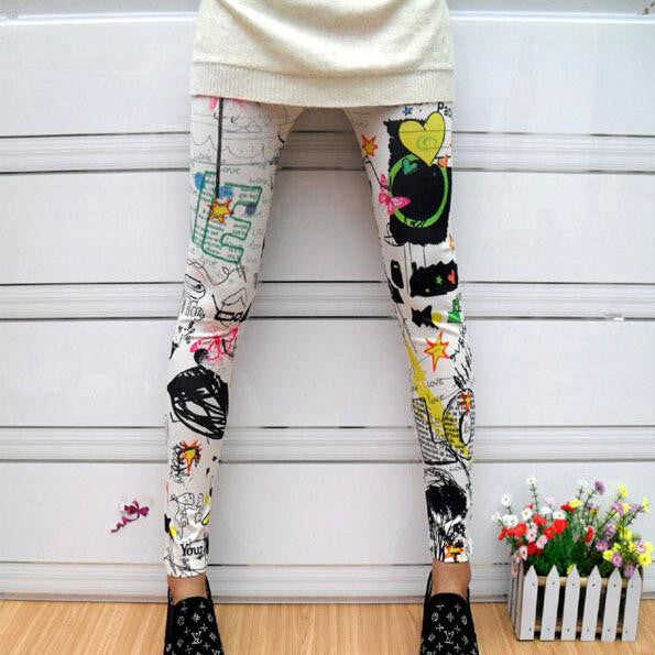 Women American Flag Sunflower Stripes Star Print Thin Leggings Pants