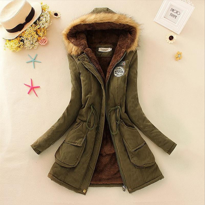 Warm Jacket Women Fashion Women's Fur Collar Coats Jackets for Lady Long Slim Down Parka Hoodies Plus Size