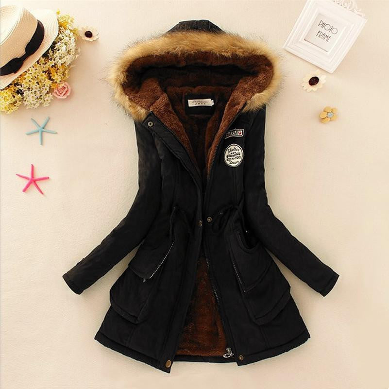 Warm Jacket Women Fashion Women's Fur Collar Coats Jackets for Lady Long Slim Down Parka Hoodies Plus Size