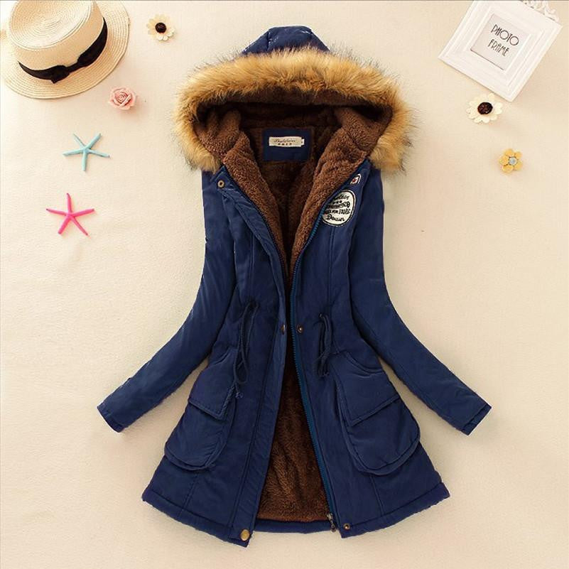 Warm Jacket Women Fashion Women's Fur Collar Coats Jackets for Lady Long Slim Down Parka Hoodies Plus Size