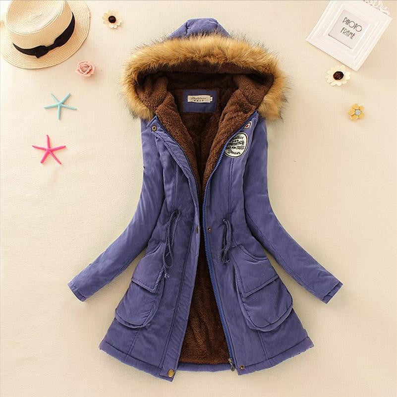 Warm Jacket Women Fashion Women's Fur Collar Coats Jackets for Lady Long Slim Down Parka Hoodies Plus Size