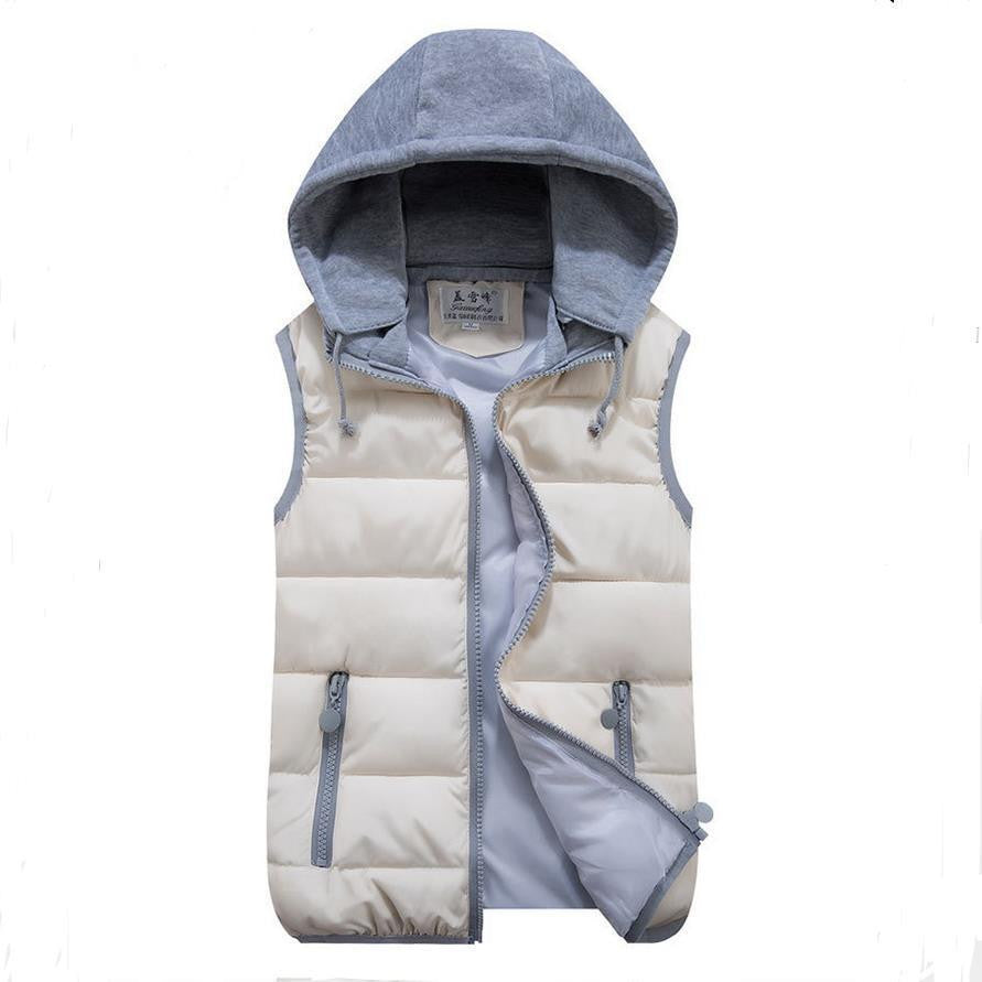 women's cotton wool collar hooded down vest Removable hat high female warm Jacket&Outerwear Thicken