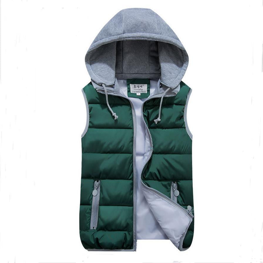 women's cotton wool collar hooded down vest Removable hat high female warm Jacket&Outerwear Thicken