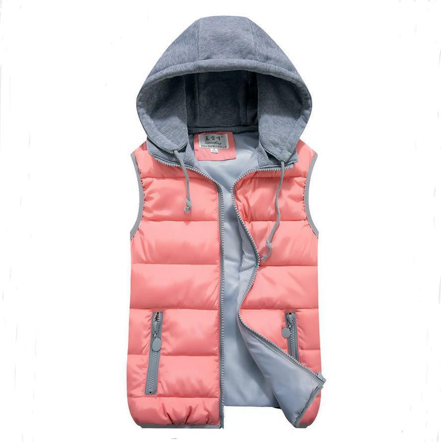 women's cotton wool collar hooded down vest Removable hat high female warm Jacket&Outerwear Thicken