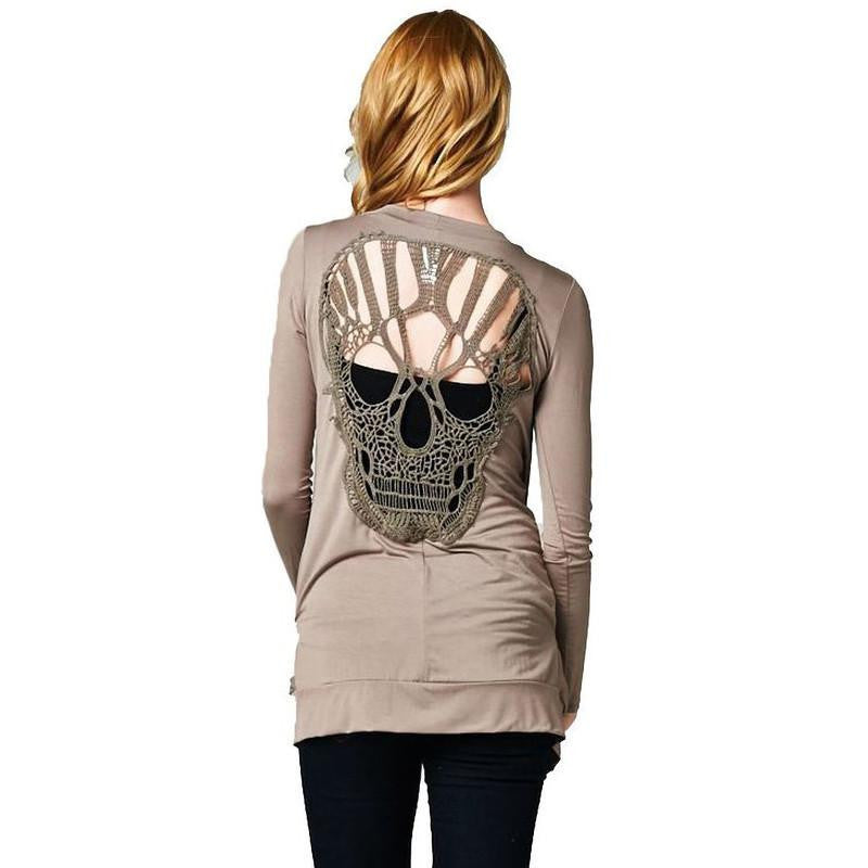 Skull Hollow Out Women Sweaters Knitted Long Sleeve Cardigans Thin Cardigans Body Top Plus Size