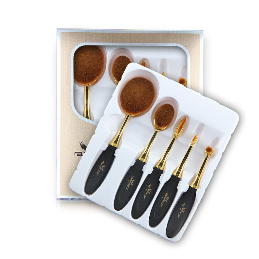 Online discount shop Australia - 5PCS Rose Gold Oval Make Up Brushes MULTIPURPOSE Makeup Brush Set Professional Makeup Brush Foundation Powder Brush Kit in BOX