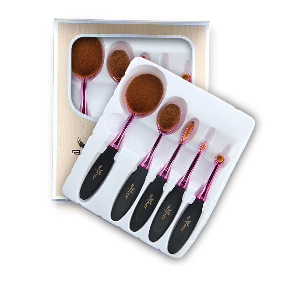 Online discount shop Australia - 5PCS Rose Gold Oval Make Up Brushes MULTIPURPOSE Makeup Brush Set Professional Makeup Brush Foundation Powder Brush Kit in BOX