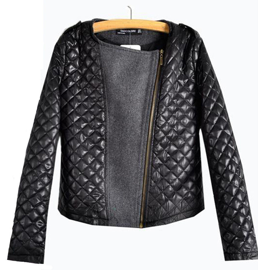 Online discount shop Australia - New Arrival  European Style Fashion Quilting Stitching Woolen Coats Ladies Long Sleeve Zipper