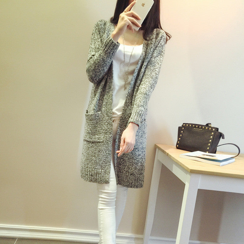 Outwear Cardigans Women Long Cardigan Coat Casual Gray Loose Knitted Sweater