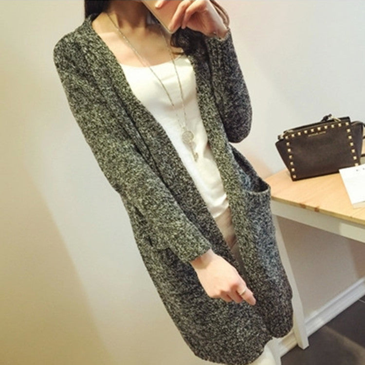 Outwear Cardigans Women Long Cardigan Coat Casual Gray Loose Knitted Sweater