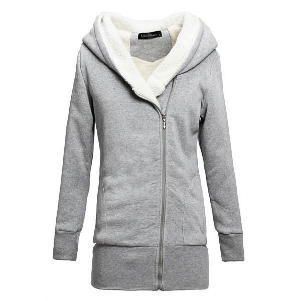 Womens Hoodies Warm Fleece Cotton Coat Zip Up Outerwear Hooded Sweatshirts Casual Long Jacket