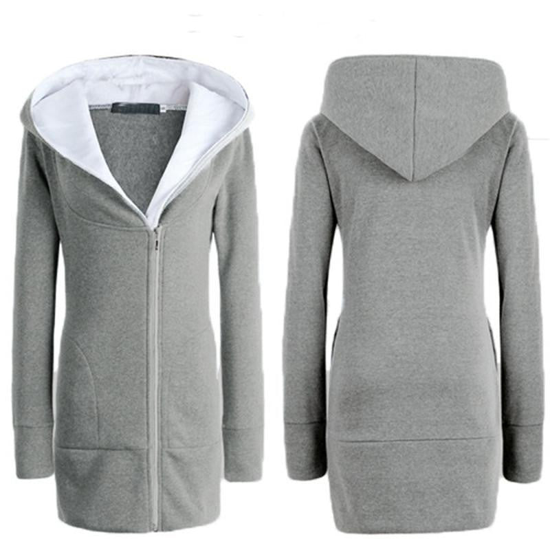 Womens Hoodies Warm Fleece Cotton Coat Zip Up Outerwear Hooded Sweatshirts Casual Long Jacket