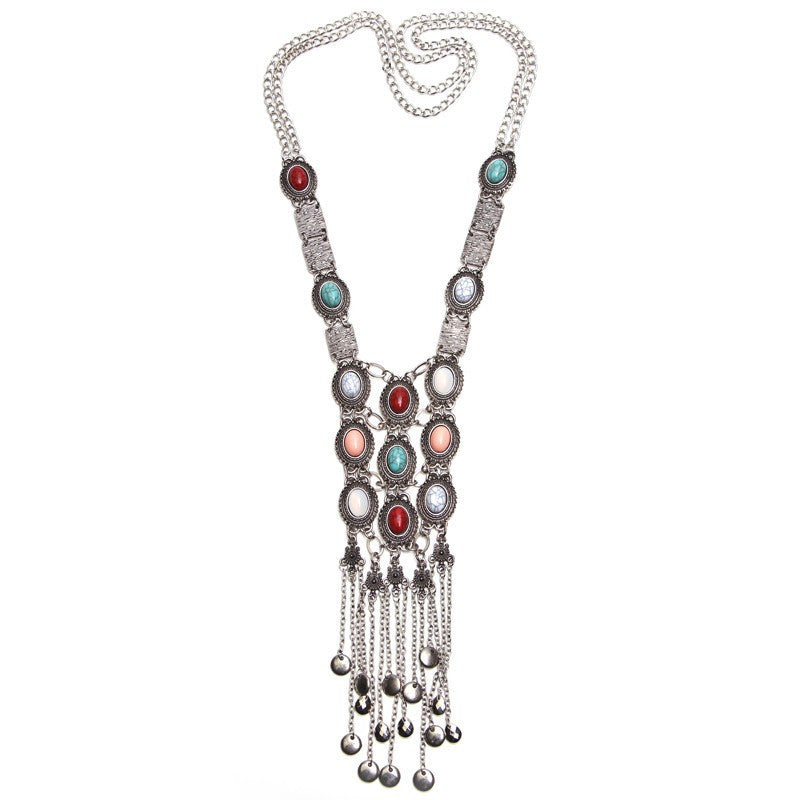 Online discount shop Australia - Collar Coin Necklace & Pendant Vintage Crystal Maxi Choker Statement Silver Collier female Big Fashion Women Jewellery