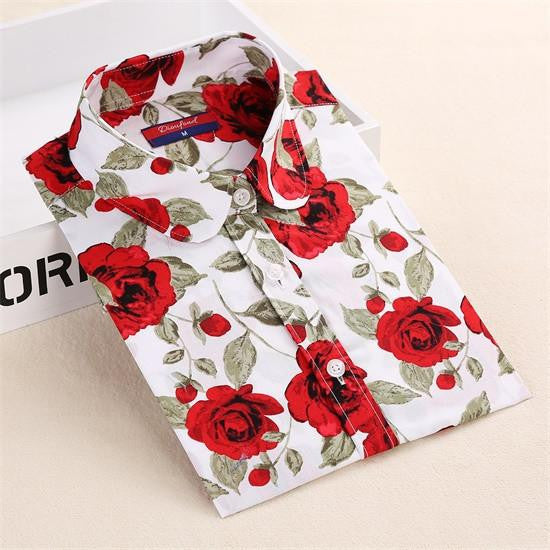 Women Shirts Casual Cherry Blouses Long Sleeve Ladies Tops Fashion Clothing For Womens Plus Size 5XL