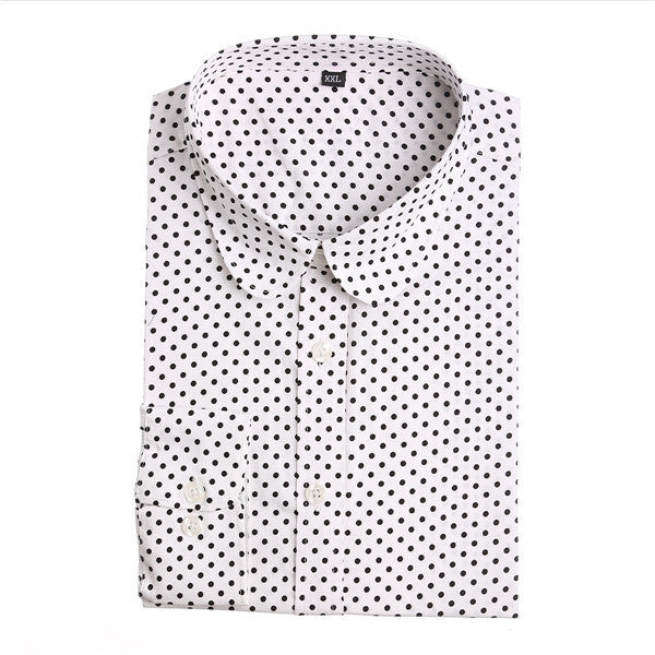 Brand Polka Dot Shirt Women Long Sleeve Blouse Cotton Plus Size Ladies Tops Turn-Down Collar Women Blouses