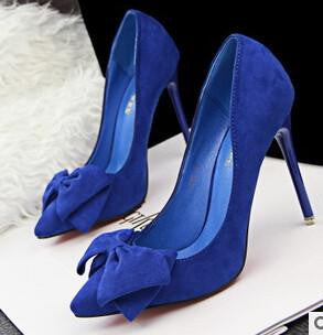 Shoes Woman Thin Heel High Heel Shoes Bowtie Shallow Mouth Fashion Women Pumps Zapato De Tacon Alto Party Shoes 42