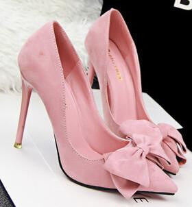 Shoes Woman Thin Heel High Heel Shoes Bowtie Shallow Mouth Fashion Women Pumps Zapato De Tacon Alto Party Shoes 42