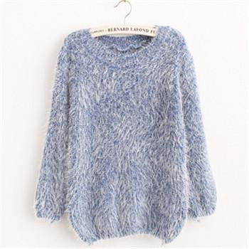 Sweater Women Fashion Warm Mohair O-Neck Women Pullover Long Sleeve Casual Loose Knitted Bottoming Tops