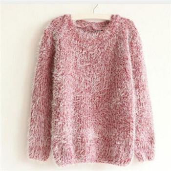 Sweater Women Fashion Warm Mohair O-Neck Women Pullover Long Sleeve Casual Loose Knitted Bottoming Tops