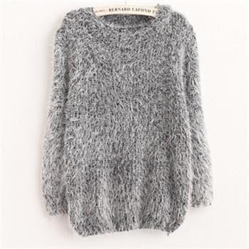 Sweater Women Fashion Warm Mohair O-Neck Women Pullover Long Sleeve Casual Loose Knitted Bottoming Tops