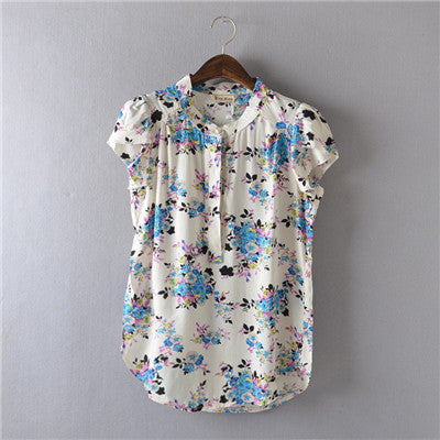 Online discount shop Australia - Comfortable casual Open collar Short sleeve Lively lady Blouse Striped flowers Solid Polka Dot Shirts Women's shirt tops,nc14