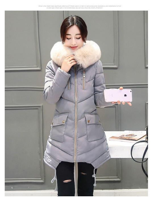 Women Large Fur Collar Hooded Jacket Thick Coat For Women Outwear Parka