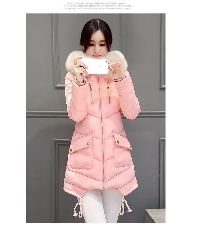 Women Large Fur Collar Hooded Jacket Thick Coat For Women Outwear Parka