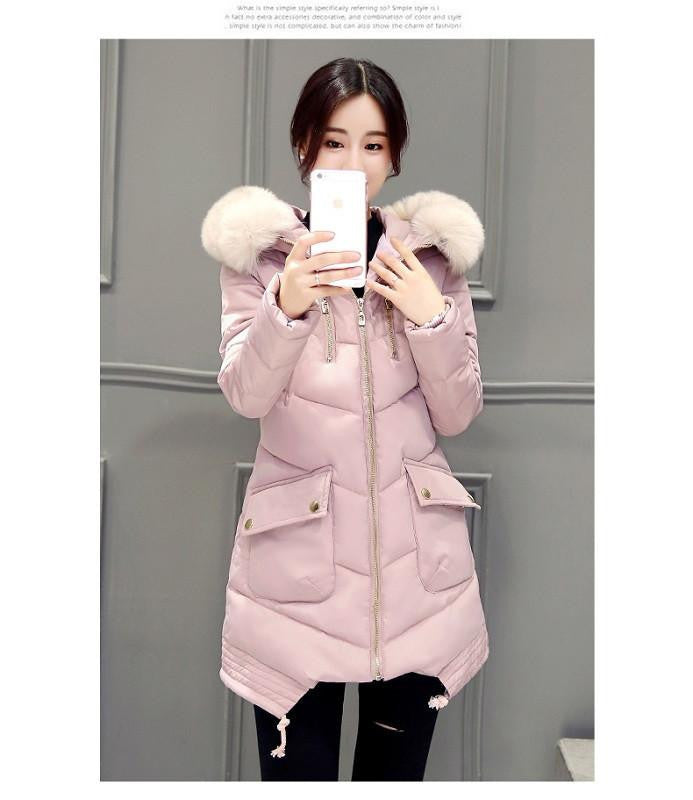 Women Large Fur Collar Hooded Jacket Thick Coat For Women Outwear Parka