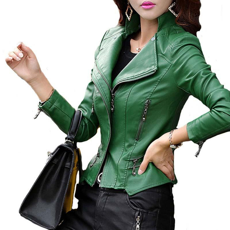 TANGNEST Plus Size M-5XL Fashion Women Leather Coat Female Slim Rivet Leather Jacket Women's Outerwear WWP108