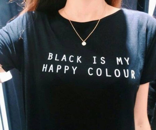 Online discount shop Australia - Black Is My Happy Color Letter Women Unisex Black O Neck T Shirts Printing Fashion Tee Black Tops Lady T-shirt 4 Plus size