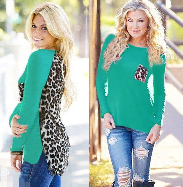 Online discount shop Australia - Large Plus Size Leopard Chiffon Blouse Tops Women Clothes J6123