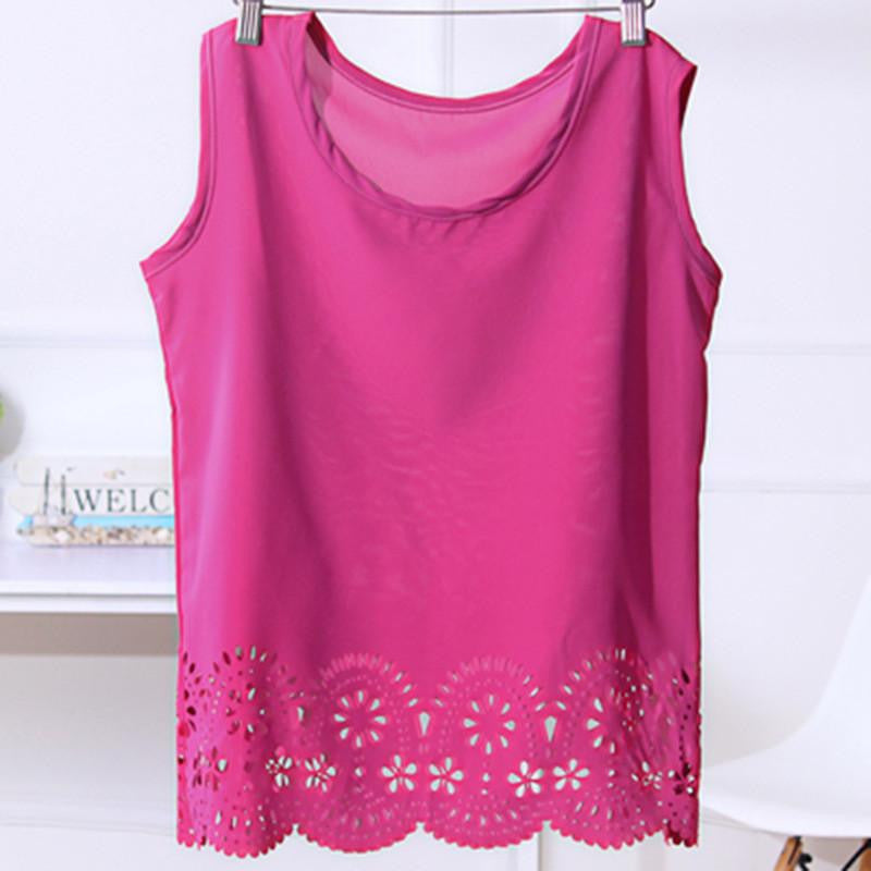 Women Girl Fashion Charming 5 Colors Chiffon Sleeveless Hollow Out Blouses Shirt