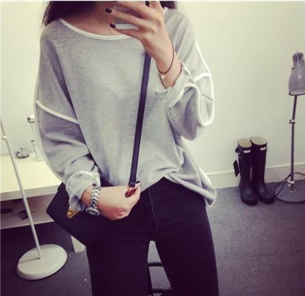 Trends All-match Sweatshirt Geometry Design Loose And Long Sleeve Sweatshirt Women 3 Colors