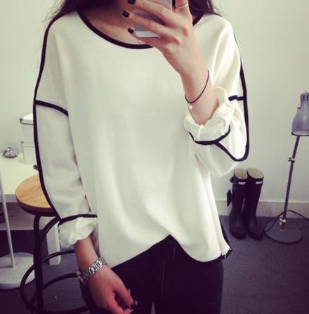 Trends All-match Sweatshirt Geometry Design Loose And Long Sleeve Sweatshirt Women 3 Colors