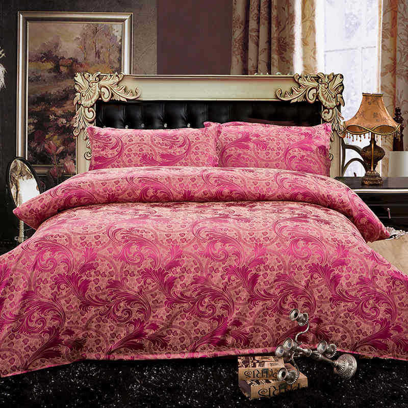 Online discount shop Australia - Luxury Silk Bedding Set Embroidery Bed Linens Tencel Satin Bed Sheet Set Jacquard Bedclothes Full/Queen/King Size Bed cover