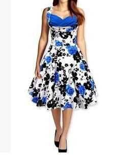 Online discount shop Australia - Floral Print Party Dresses Women Rockabilly 50s 60s Print Dress Cotton Sleeveless Vintage Dress Plus Size