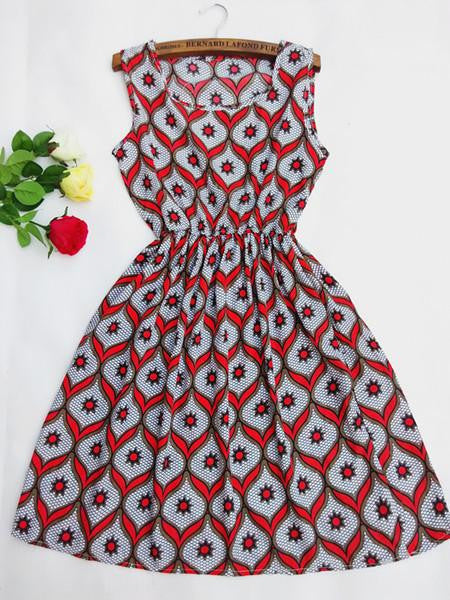 Women casual Bohemian floral leopard sleeveless vest printed beach chiffon dress nz18