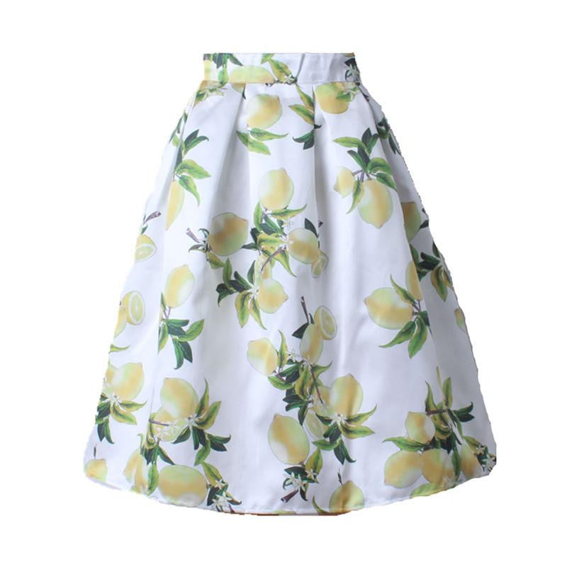 Women Vintage Retro Satin Floral Pleated Skirts Audrey Hepburn Style High Waist A-Line tutu Midi Skirt