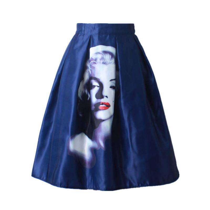 Women Vintage Retro Satin Floral Pleated Skirts Audrey Hepburn Style High Waist A-Line tutu Midi Skirt