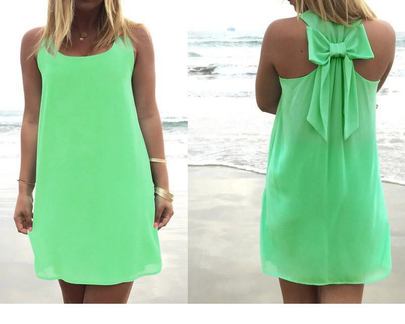 Summer dress women dress female summer style bow sundress plus size women clothing beach dress chiffon