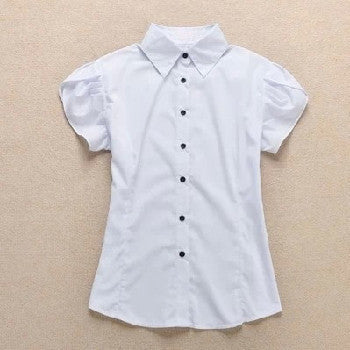 S-5XL Women Shirts Arrival White Butterfly Short Sleeve Blouse Slim OL Plus Size Office Ladies Tops