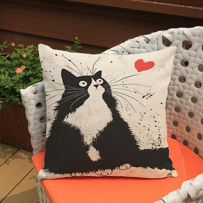 Online discount shop Australia - Home Decorative Pillow Cases Cartoon Black White Cats Printed Throw Pillow Cases Household Textile Supplies YLL753