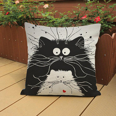 Online discount shop Australia - Home Decorative Pillow Cases Cartoon Black White Cats Printed Throw Pillow Cases Household Textile Supplies YLL753