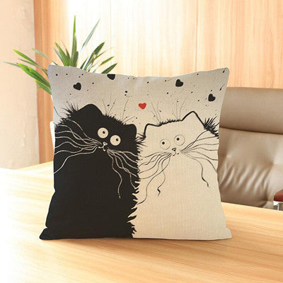 Online discount shop Australia - Home Decorative Pillow Cases Cartoon Black White Cats Printed Throw Pillow Cases Household Textile Supplies YLL753