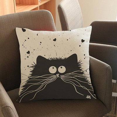 Online discount shop Australia - Home Decorative Pillow Cases Cartoon Black White Cats Printed Throw Pillow Cases Household Textile Supplies YLL753