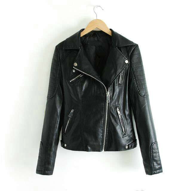 Fashion Women Faux Soft Leather Jackets HOT Pu Black Blazer Zippers Coat Motorcycle Outerwear