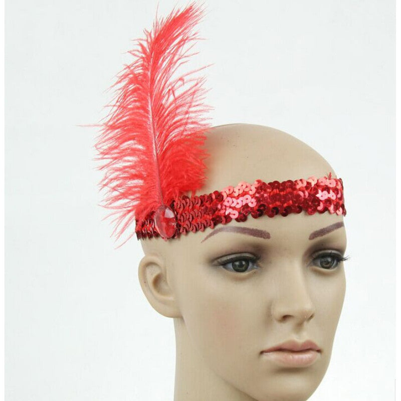 Online discount shop Australia - Feather Headband 1920's Flapper Sequin Headpiece Costume Head Band Party Favor