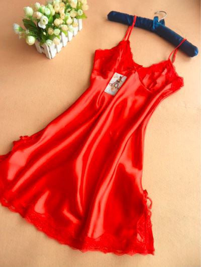 Online discount shop Australia - Fashion Rayon V-Neck Women's Nightgown Spaghetti Strap Slim Waist sexy Nightgdress Women