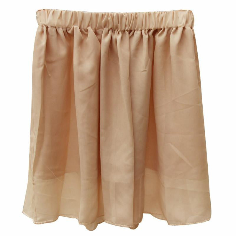 Summer Chiffon Women Skirt Tulle Girls Above Knee Short Nude Mini Casual Skirts NO BELT
