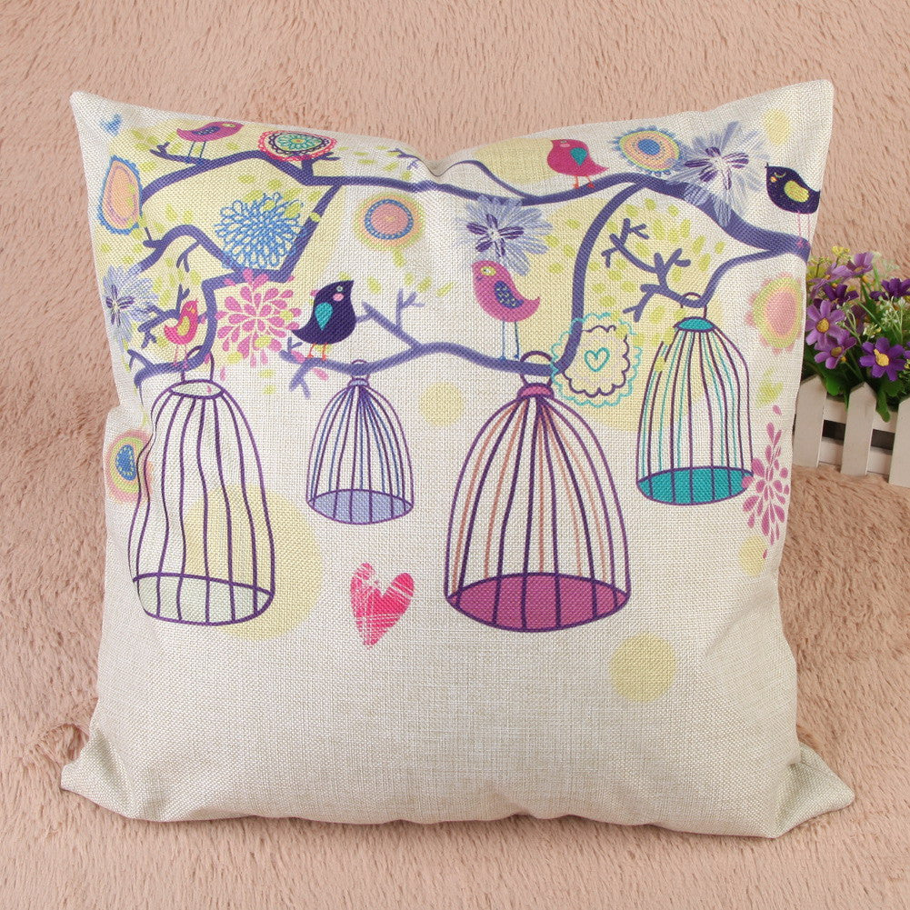 Online discount shop Australia - New Arrival Creative Birdcage Pattern Cotton Pillow Cover Pillow Cushion Cover 43cm * 43cm * 1cm